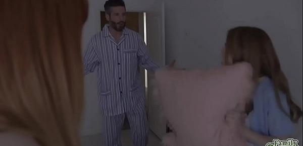  Stepdad Mike Mancini offers cock to Madi Collins and Hannah Grace to keep them quiet